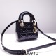 Lady Dior Mini 17cm, Three Blocks, Patent Leather, Black, Champagne Gold Hardware