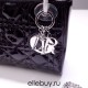 Lady Dior Mini 17cm, Three Blocks, Patent Leather, Black, Silver Hardware