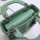 Lady Dior Mini 17cm, Three Blocks, Lambskin, Green, Silver Hardware