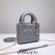 Lady Dior Mini 17cm, Three Blocks, Lambskin, Light Blue, Champagne Gold Hardware