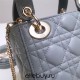 Lady Dior Mini 17cm, Three Blocks, Lambskin, Light Blue, Champagne Gold Hardware