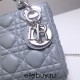 Lady Dior Mini 17cm, Three Blocks, Lambskin, Light Blue, Silver Hardware