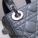 Lady Dior Mini 17cm, Three Blocks, Lambskin, Light Blue, Silver Hardware