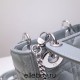 Lady Dior Mini 17cm, Three Blocks, Lambskin, Light Blue, Silver Hardware