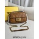 Fendi Baguette Medium 24 Chain Dark Brown All Leather Gold Buckle 24x14.5x7cm 7001