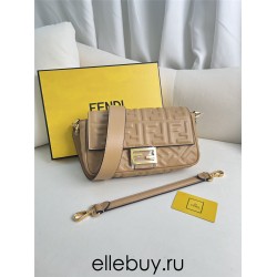 Fendi Baguette Medium 27 Chain Yellow All Leather Gold Hardware 27x15x6cm 211