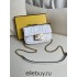 Fendi Baguette Mini 19 Chain White All Leather Gold Buckle 19x11.5x4cm