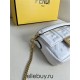 Fendi Baguette Mini 19 Chain White All Leather Gold Buckle 19x11.5x4cm