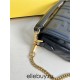 Fendi Baguette Mini 19 Chain Black All Leather Gold Buckle 19x11.5x4cm