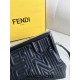 Fendi First 25 All Leather Embossed Black 25x18x9cm