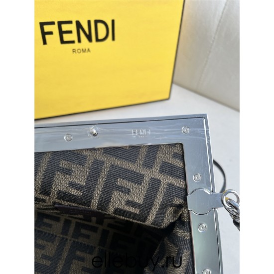 Fendi First 25 All Leather Embossed Black 25x18x9cm