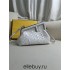 Fendi First 25 All Leather Embossed White 25x18x9cm