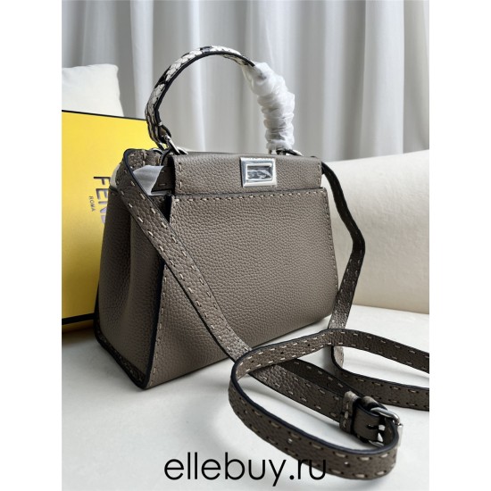 Fendi Peekaboo Small 23 Gray Silver Hardware 23x18x12cm 8BN266