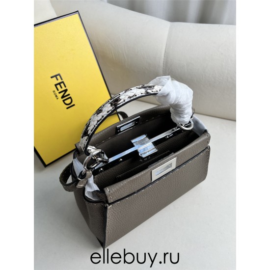 Fendi Peekaboo Small 23 Gray Silver Hardware 23x18x12cm 8BN266