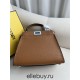 Fendi Peekaboo Small 23 Brown Silver Hardware 23x18x12cm 8BN266