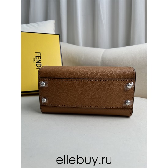 Fendi Peekaboo Small 23 Brown Silver Hardware 23x18x12cm 8BN266