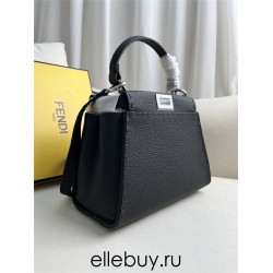 Fendi Peekaboo Small 23 Black Silver Hardware 23x18x12cm 8BN266