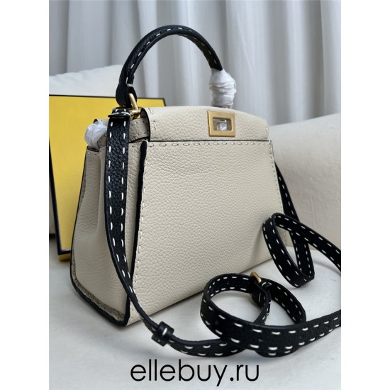 Fendi Peekaboo Small 23 Light Gray Gold Hardware 23x18x12cm 8BN266