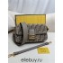 Fendi Baguette Medium 27 Gray Canvas Gold Buckle 27x15x6cm