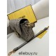 Fendi Baguette Medium 27 Gray Canvas Gold Buckle 27x15x6cm