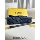 Fendi Baguette Medium 27 Blue Canvas Gold Buckle 27x15x6cm