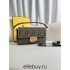 Fendi Baguette Medium 26 Brown Canvas Gold Buckle 26x13x6cm