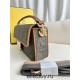 Fendi Baguette Medium 26 Brown Canvas Gold Buckle 26x13x6cm