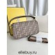 Fendi Baguette Medium 26 Gray Canvas Gold Buckle 26x13x6cm