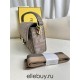 Fendi Baguette Medium 26 Gray Canvas Gold Buckle 26x13x6cm