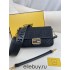 Fendi Baguette Medium 26 Black Canvas Gold Buckle 26x13x6cm