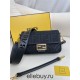 Fendi Baguette Medium 26 Black Canvas Gold Buckle 26x13x6cm