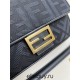 Fendi Baguette Medium 26 Black Canvas Gold Buckle 26x13x6cm