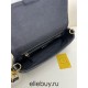 Fendi Baguette Medium 26 Black Canvas Gold Buckle 26x13x6cm