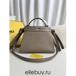 Fendi Peekaboo I See You Small 27 Gray Silver Clasp 27x20x11cm