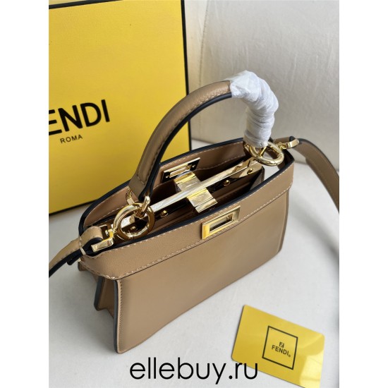 Fendi Peekaboo I See You Mini 20 Brown Gold Clasp 20x15.5x11cm