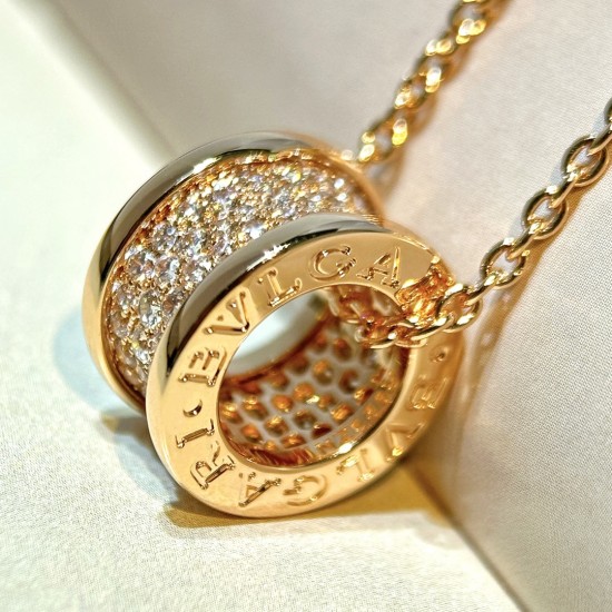 Bvlgari B.ZERO1 Necklace Gold slim waist full diamonds (Only 1 pcs for each customer)