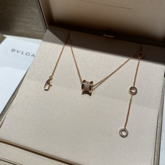 Bvlgari B.ZERO1 Necklace Rose gold slim waist full diamonds (Only 1 pcs for each customer)