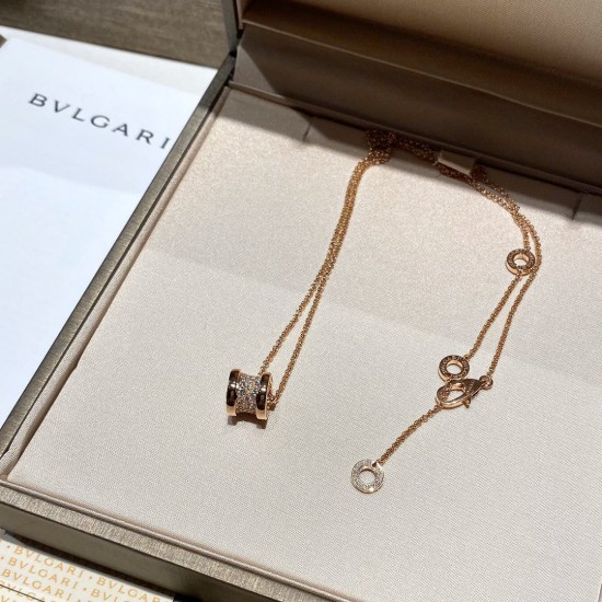 Bvlgari B.ZERO1 Necklace Rose gold slim waist full diamonds (Only 1 pcs for each customer)