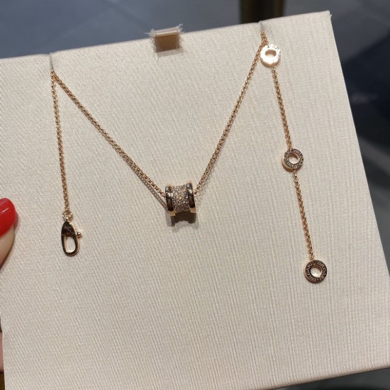 Bvlgari B.ZERO1 Necklace Rose gold slim waist full diamonds (Only 1 pcs for each customer)