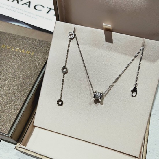 Bvlgari B.ZERO1 Necklace Silver slim waist full diamonds (Only 1 pcs for each customer)