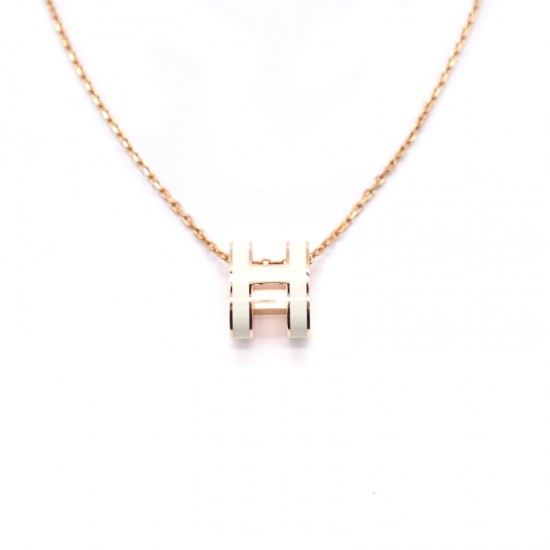 Hermes HERMÈS Pop H Necklace Pendant White/Rose Gold (Only 1 pcs for each customer)