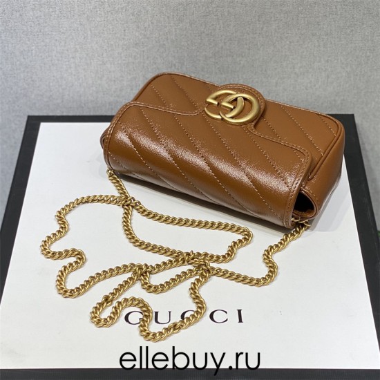 Gucci GG Marmont Mini, 16.5, Brown, Gold Hardware, Size: 16.5x10x5cm, Model: 476433