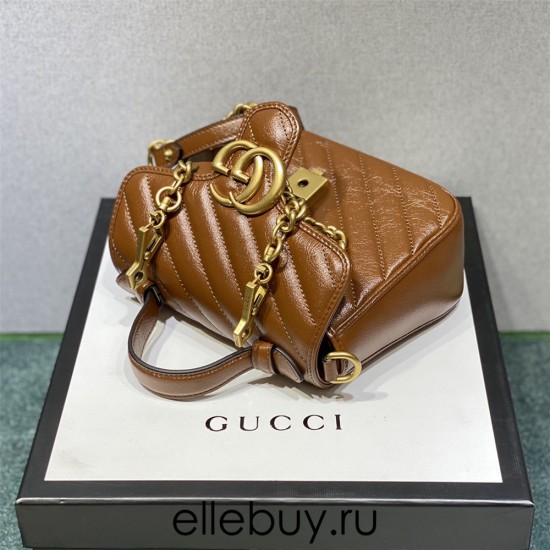 Gucci GG Marmont Small, 21, Brown, Gold Hardware, Size: 21x15x8cm, Model: 547260