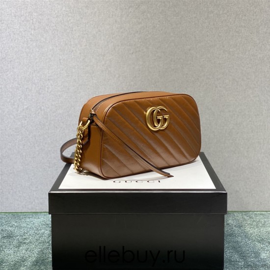 Gucci GG Marmont Medium, 24, Brown, Gold Hardware, Size: 24x13x7cm, Model: 447632