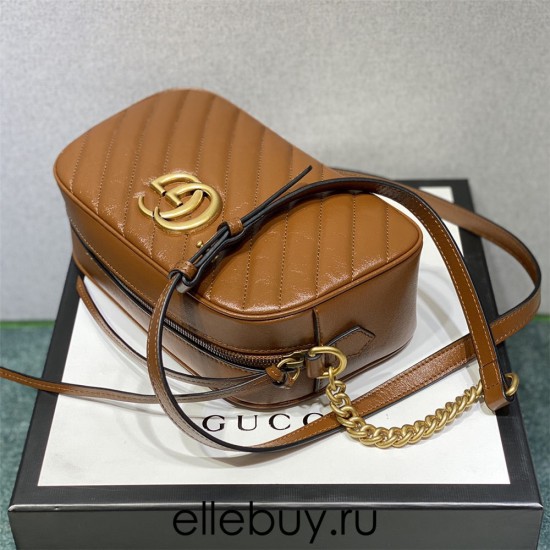 Gucci GG Marmont Medium, 24, Brown, Gold Hardware, Size: 24x13x7cm, Model: 447632