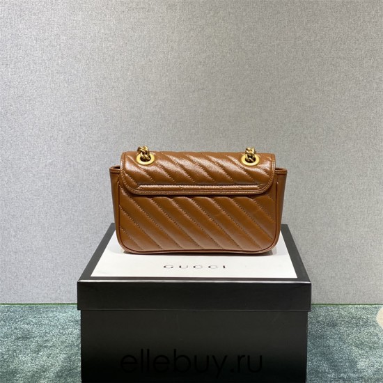 Gucci GG Marmont Small, 22, Brown, Gold Hardware, Size: 22x13x6cm, Model: 446744