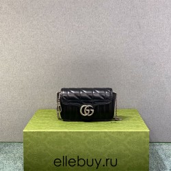 Gucci GG Marmont Geometric Mini, 16.5, Black, Silver Hardware, Size: 16.5x10x5cm, Model: 476433