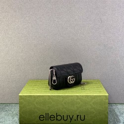 Gucci GG Marmont Geometric Mini, 16.5, Black, Silver Hardware, Size: 16.5x10x5cm, Model: 476433