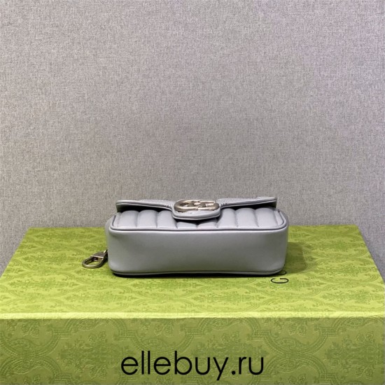 Gucci GG Marmont Geometric Mini, 16.5, Grey, Silver Hardware, Size: 16.5x10x5cm, Model: 476433