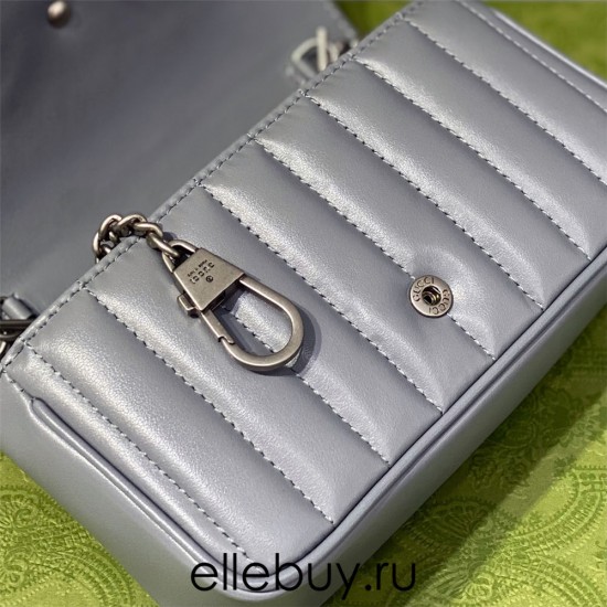 Gucci GG Marmont Geometric Mini, 16.5, Grey, Silver Hardware, Size: 16.5x10x5cm, Model: 476433